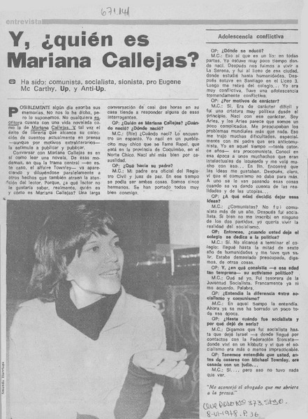 Y, ¿quién es Mariana Callejas? : [entrevista]