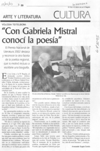 Con Gabriela Mistral conocí la poesía"