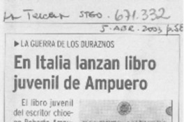 En Italia lanzan libro juvenil de Ampuero.