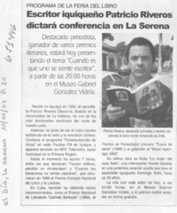 Escritor iquiqueño Patricio Riveros dictará conferencia en La Serena.