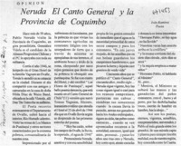 Neruda El canto general y la Provicia de Coquimbo