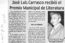 José Luis Carrasco recibió el premio municipal de literatura : [entrevista]