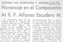 Homenaje en el camposanto al R. P. Alfonso Escudero M.