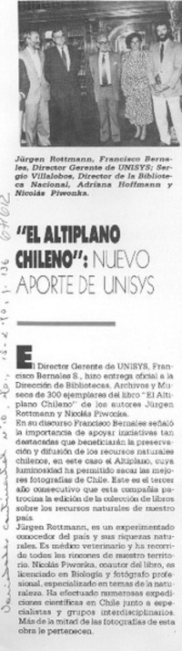 "El Altiplano chileno", nuevo aporte de UNISYS.