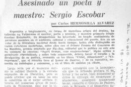 Asesinado un poeta y maestro, Sergio Escobar