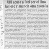 UDI acusa a Frei por el libro famoso y anuncia otra querella.