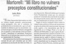 Martorell: "Mi libro no vulnera preceptos constitucionales"