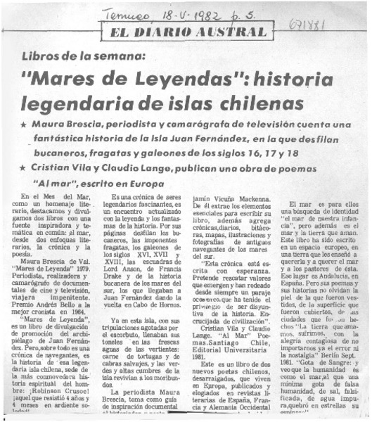 "Mares de leyendas", historia legendaria de islas chilenas.