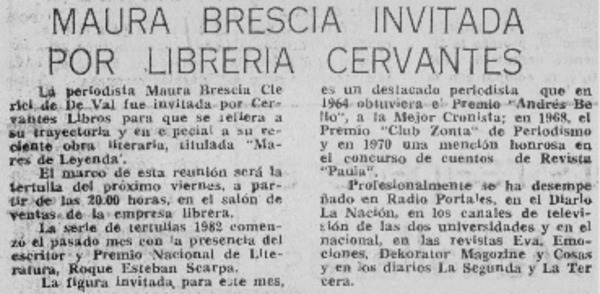 Maura Brescia invitada por librería Cervantes.