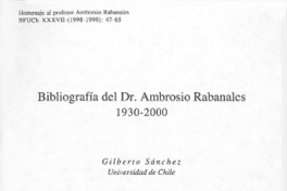 Bibliografía del Dr. Ambrosio Rabanales 1930-2000