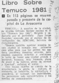 Libro sobre Temuco 1981.