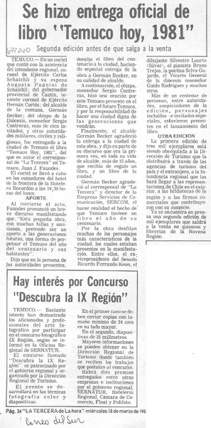 Se hizo entrega oficial de libro "Temuco hoy, 1981".
