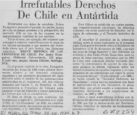 Irrefutables derechos de Chile en Antártida