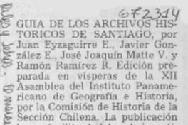 Guía de los archivos históricos de Santiago.