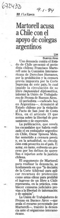 Martorell acusa a Chile con el apoyo de colegas Argentinos.