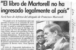 "El Libro de Martorell no ha ingresado legalmente al país".