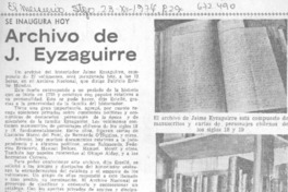 Archivo de J. Eyzaguirre.