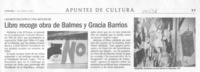 Libro recoge obra de Balmes y Gracia Barrios.