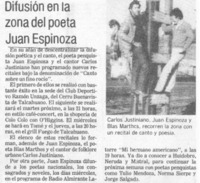 Difusión en la zona del poeta Juan Espinoza.