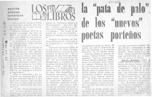 La "pata de palo" de los "nuevos" poetas porteños