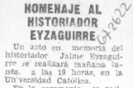 Homenaje al historiador Eyzaguirre.