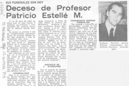 Deceso de Profesor Patricio Estellé M.