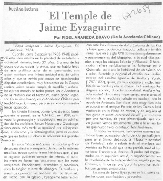 El temple de Jaime Eyzaguirre