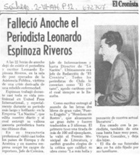 Falleció anoche el periodista Leonardo Espinoza Riveros.