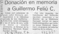 Donación en memoria a Guillermo feliú C.