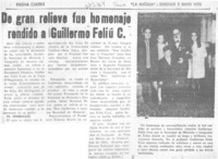 De gran relieve fue homenaje rendido a Guillermo Feliú C.