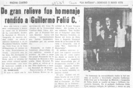 De gran relieve fue homenaje rendido a Guillermo Feliú C.