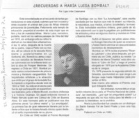 ¿Recuerdas a María Luisa Bombal?