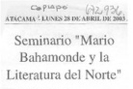 Seminario "Mario Bahamonde y la literatura del Norte"
