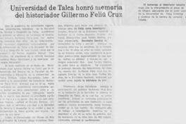 Univesidad de de Talca honró memoria del historiador Guillermo Feliú Cruz.