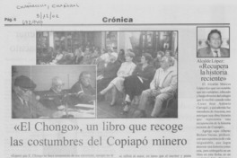 "El Chongo" un libro que recoge las costumbres del Copiapó minero.