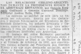 Las Relaciones chileno-argentinas durante la presidencia Riesco y el arbitraje británico.