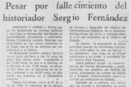 Pesar por fallecimiento del historiador Sergio Fernández.
