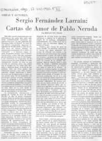 Sergio Fernández Larraín, Cartas de amor de Pablo Neruda