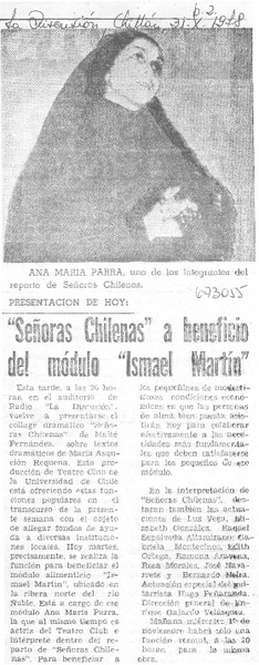 "Señoras chilenas" a beneficio del módulo "Ismael Martín".