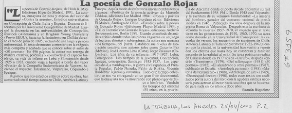 La poesía de Gonzalo Rojas.