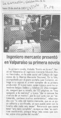 Ingeniero mercante presentó en Valparaíso su primera novela.