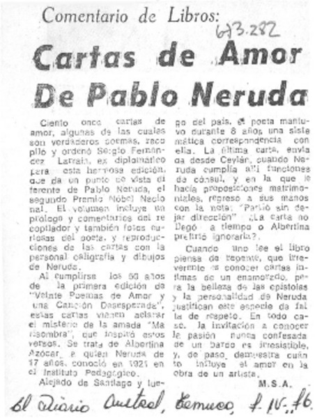 Cartas de amor de Pablo Neruda