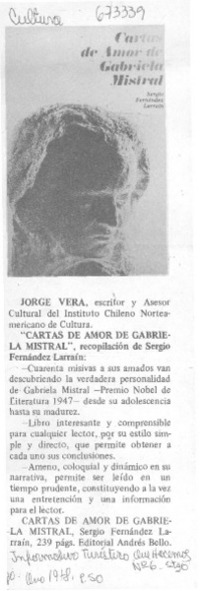 Cartas de amor de Gabriela Mistral.