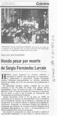 Hondo pesar por muerte de Sergio Fernández Larraín.