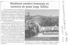 Rindieron emotivo homenaje en memoria de poeta Jorge Teillier.