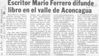 Escritor Mario Ferrero difunde libro en el valle de Aconcagua.