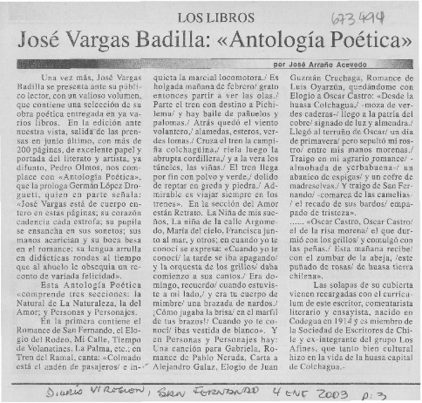 José Vargas Badilla: "Antología poética"