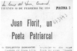 Juan Florit, un poeta patriarcal
