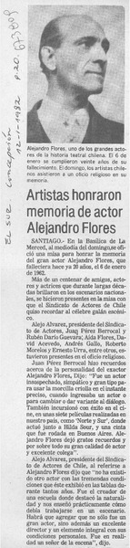 Artistas honraron memoria de actor Alejandro Flores.