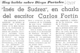 "Inés de Suárez", en charla del escritor Carlos Fortín.